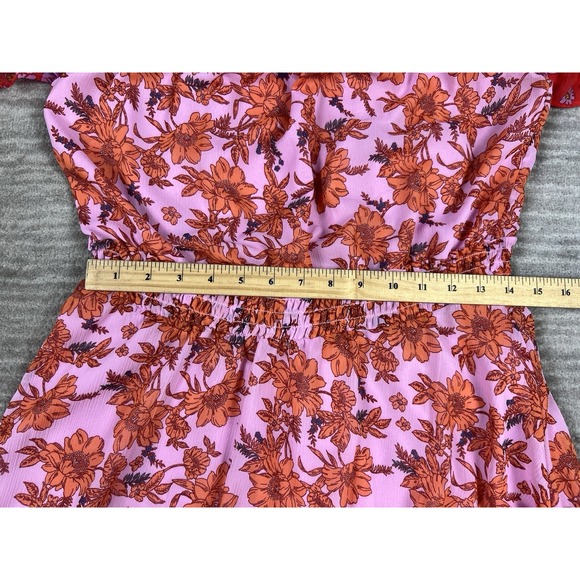 Jessica Simpson Dress Womens Medium‎ Pink Floral Off Shoulder Mini Lined Tiered - Picture 6 of 14